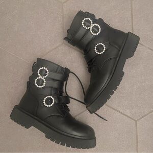 Zara Rhinestone Combat Boots